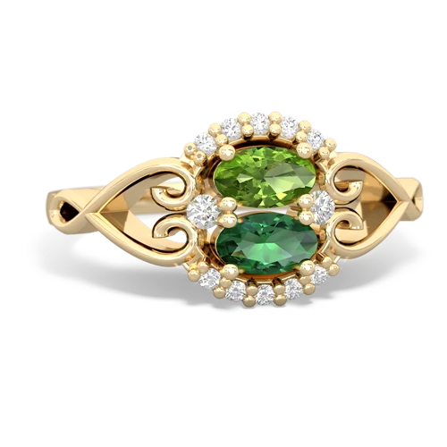 peridot-lab emerald antique keepsake ring