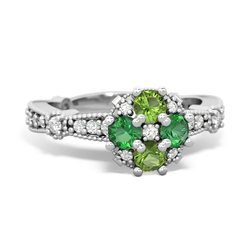 peridot-lab emerald art deco engagement ring