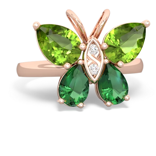 peridot-lab emerald butterfly ring