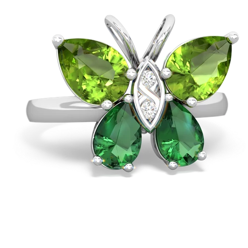 peridot-lab emerald butterfly ring