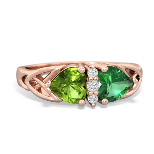 peridot-lab emerald celtic ring