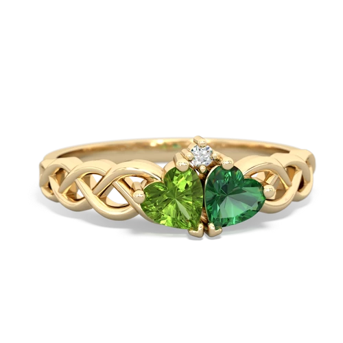 peridot-lab emerald celtic braid ring