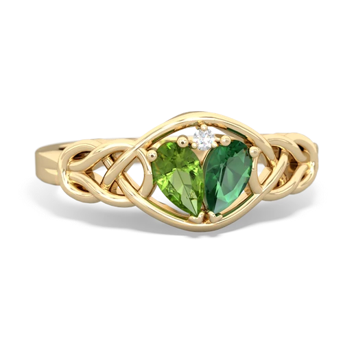 peridot-lab emerald celtic knot ring