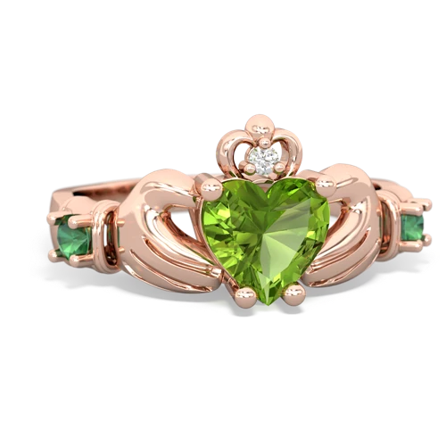 Peridot Genuine Peridot with Lab Created Emerald and Lab Created Sapphire Claddagh ring Ring
