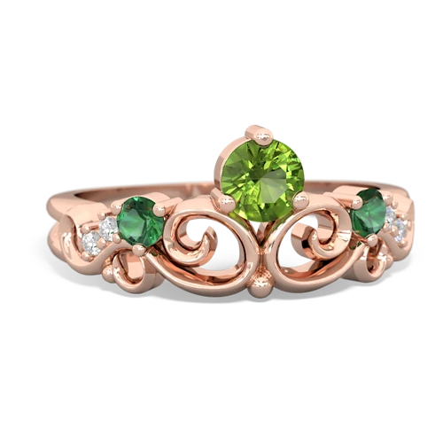 Genuine Peridot with Lab Created Emerald and Genuine Aquamarine Crown Keepsake ring
