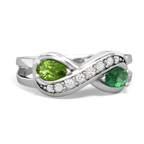 peridot-lab emerald diamond infinity ring