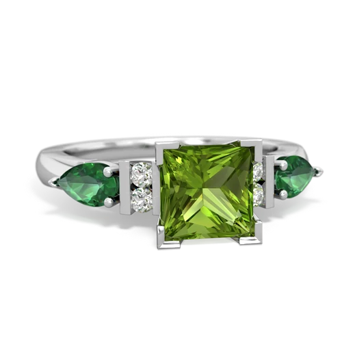 peridot-lab emerald engagement ring