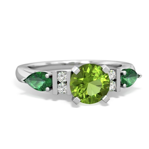 peridot-lab emerald engagement ring