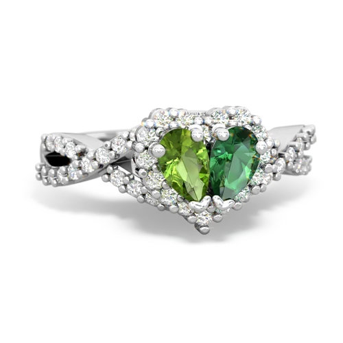 peridot-lab emerald engagement ring