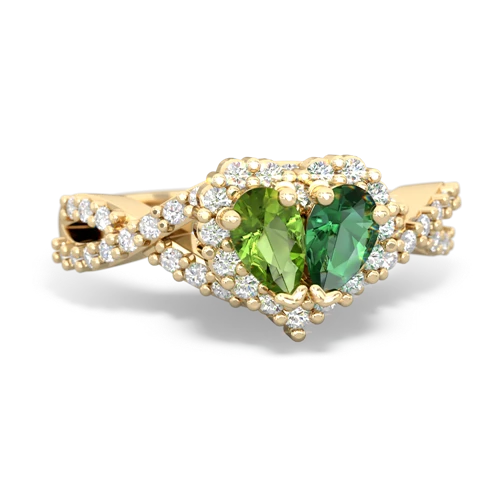 peridot-lab emerald engagement ring