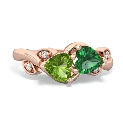 peridot-lab emerald floral keepsake ring