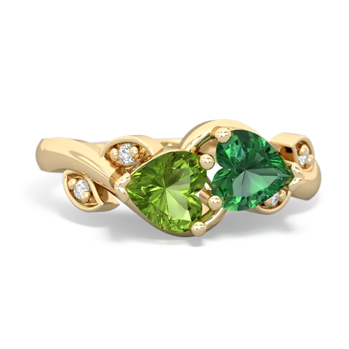 peridot-lab emerald floral keepsake ring