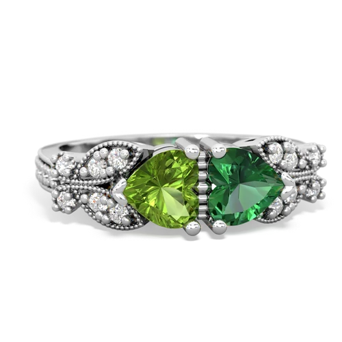 peridot-lab emerald keepsake butterfly ring