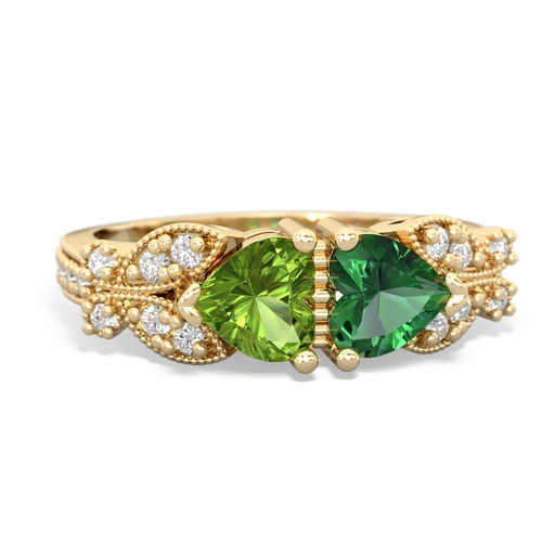 peridot-lab emerald keepsake butterfly ring
