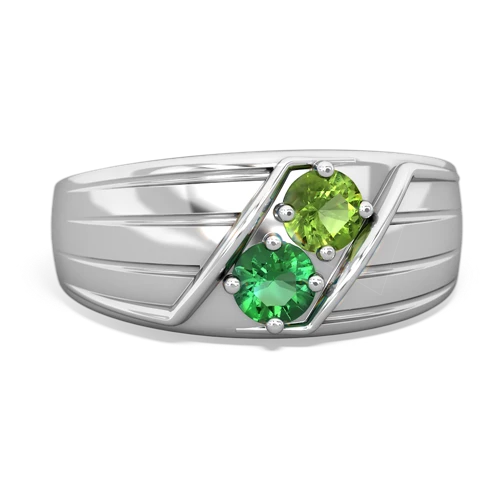 peridot-lab emerald mens ring