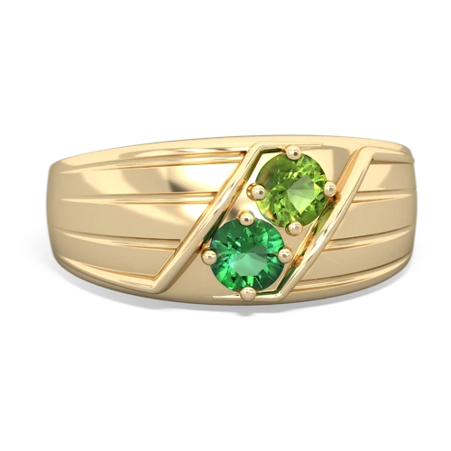 peridot-lab emerald mens ring