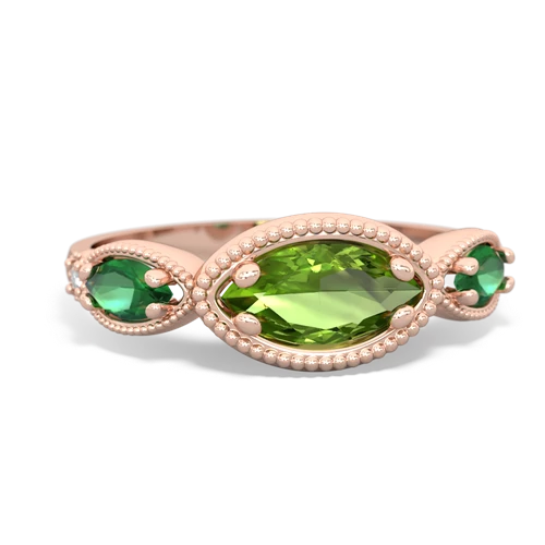 peridot-lab emerald milgrain marquise ring