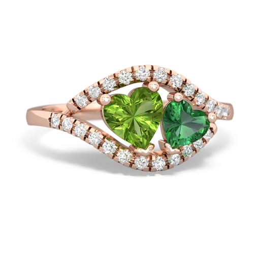 peridot-lab emerald mother child ring