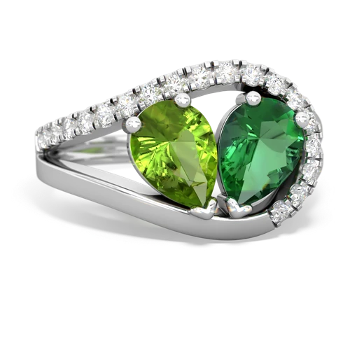 peridot-lab emerald pave heart ring