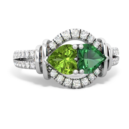 peridot-lab emerald pave keepsake ring