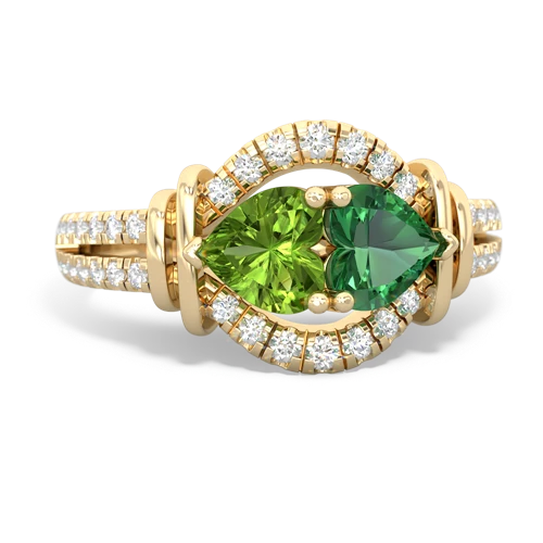 peridot-lab emerald pave keepsake ring