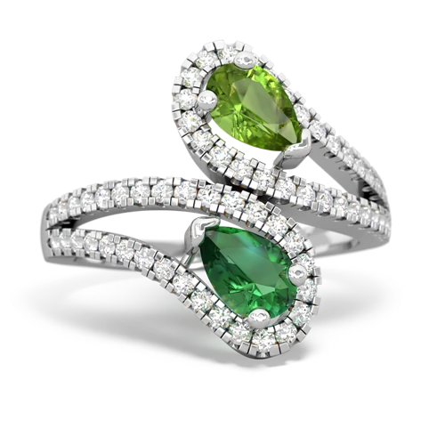 peridot-lab emerald pave swirls ring