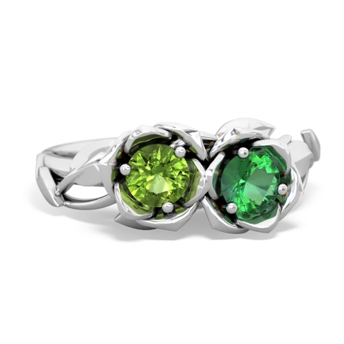 peridot-lab emerald roses ring