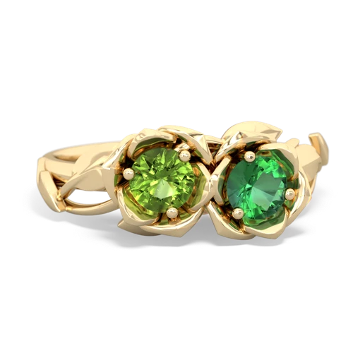 peridot-lab emerald roses ring