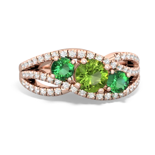 peridot-lab emerald three stone pave ring