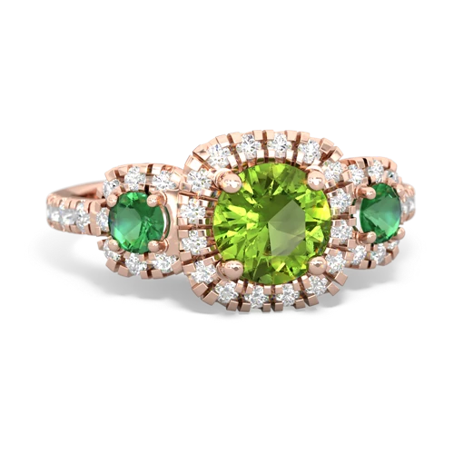 Peridot Genuine Peridot with Lab Created Emerald and Lab Created Sapphire Regal Halo ring Ring