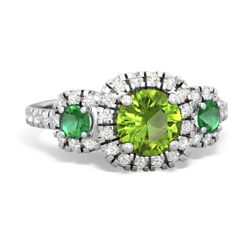 peridot-lab emerald three stone regal ring