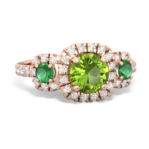 peridot-lab emerald three stone regal ring