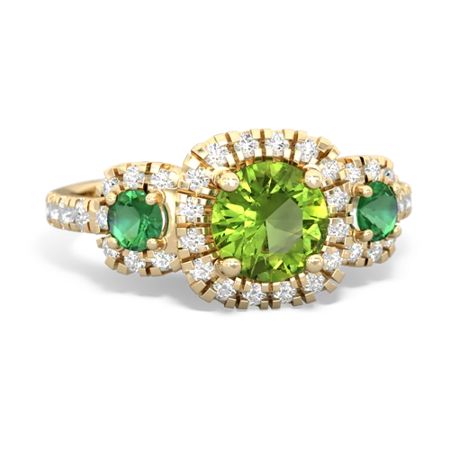 peridot-lab emerald three stone regal ring