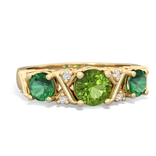 Peridot Genuine Peridot with Lab Created Emerald and Genuine Opal Hugs and Kisses ring Ring