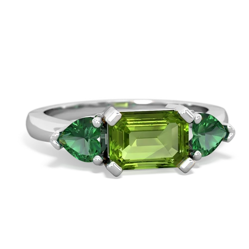 Peridot Genuine Peridot with Lab Created Emerald and Genuine Opal Three Stone ring Ring