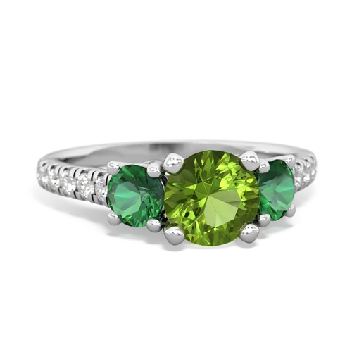 Genuine Peridot with Lab Created Emerald and Genuine Aquamarine Pave Trellis ring