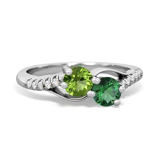 peridot-lab emerald two stone infinity ring