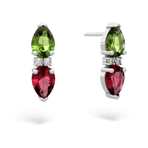 peridot-lab ruby bowtie earrings