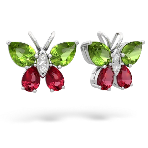 peridot-lab ruby butterfly earrings