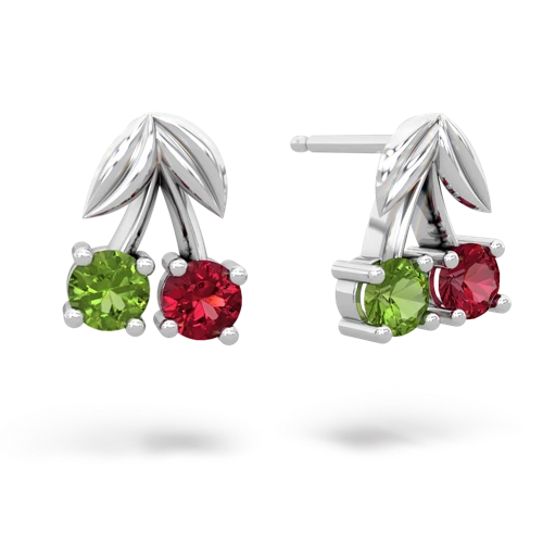 peridot-lab ruby cherries earrings