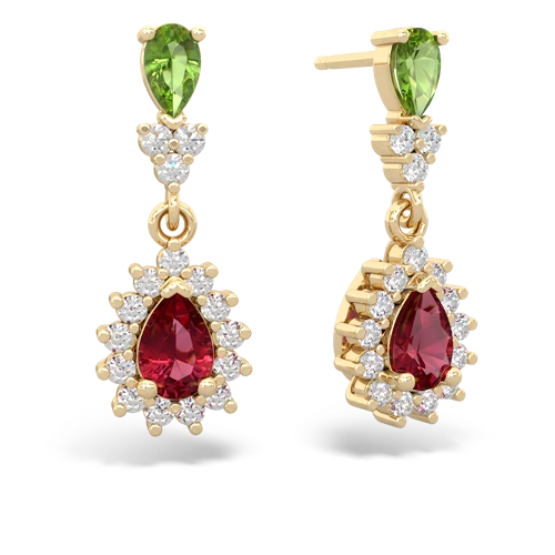 peridot-lab ruby dangle earrings