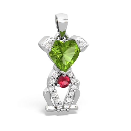 peridot-lab ruby birthstone puppy pendant