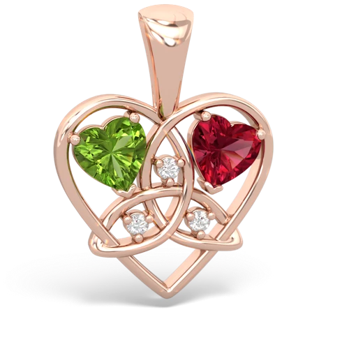 peridot-lab ruby celtic heart pendant