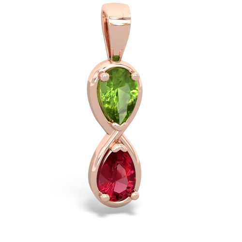 peridot-lab ruby infinity pendant