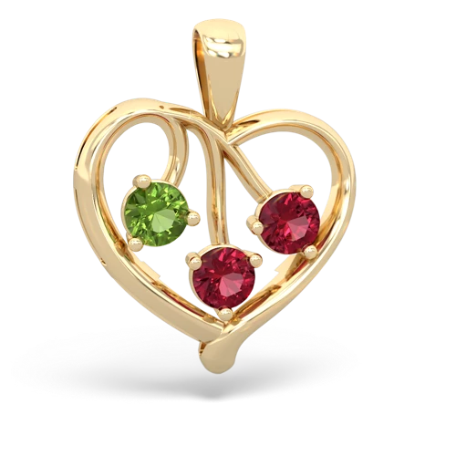 peridot-lab ruby love heart pendant