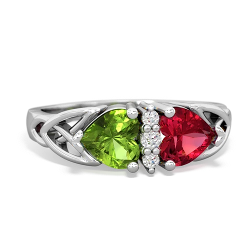 peridot-lab ruby celtic ring