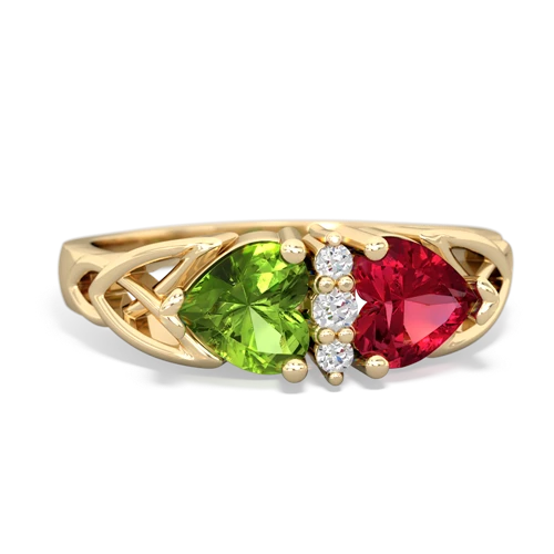 peridot-lab ruby celtic ring