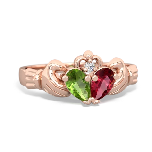 peridot-lab ruby claddagh ring