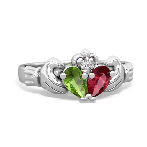 peridot-lab ruby claddagh ring