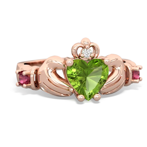 Peridot Genuine Peridot with Lab Created Ruby and Genuine Garnet Claddagh ring Ring